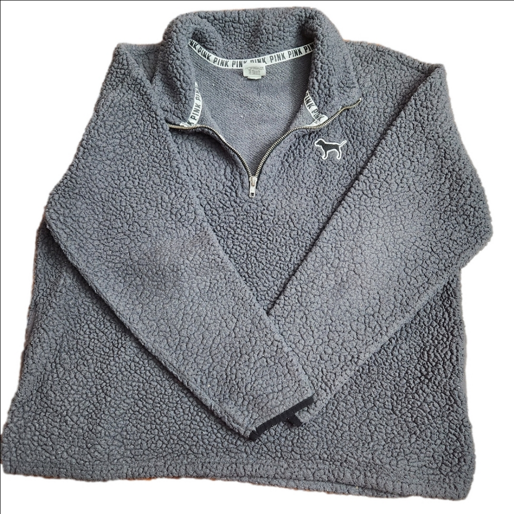 3/$25 VS PINK Sherpa Boyfriend quarter zip pullover Medium